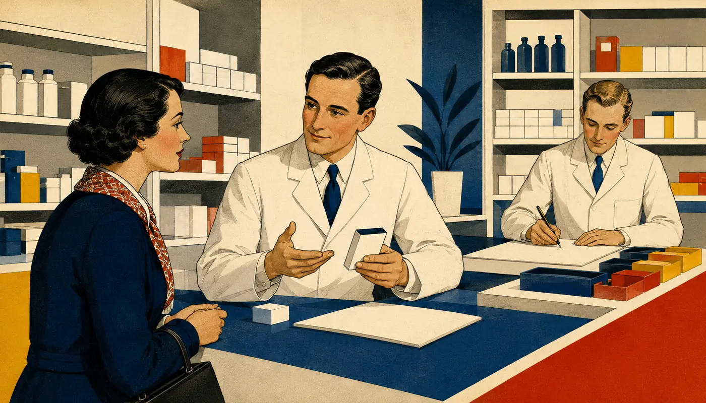 Illustration eines Apothekenteams bei der Planung pharmazeutischer Dienstleistungen. Illustration eines Apothekenteams bei der Planung pharmazeutischer Dienstleistungen.
